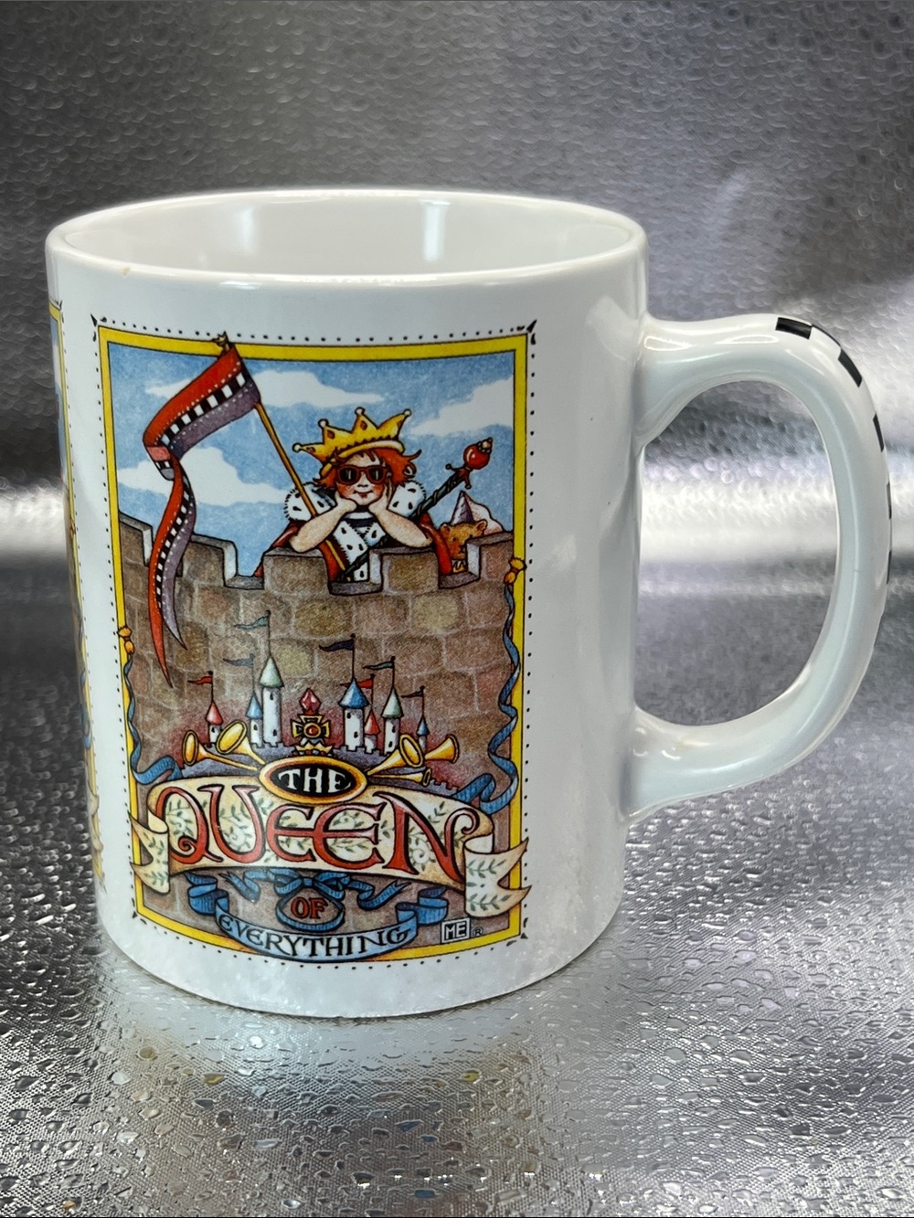 Mary Engelbreit White Ceramic Mug with Colorful 'The Queen of Everything” illus.